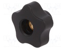 Knob; Dia: 40mm; M10; 18mm; H: 27mm; technopolymer (PP); black