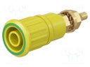 Socket; 4mm banana; 32A; 1kV; yellow-green; gold-plated; on panel