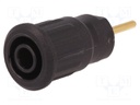 Socket; 4mm banana; 24A; 1kV; black; gold-plated; on panel; 12.2mm