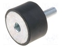 Vibration damper; M6; Ø: 25mm; rubber; L: 15mm; Thread len: 18mm