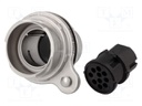 Connector: circular; socket; female; PIN: 10; w/o contacts; 10A