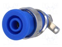 Socket; 4mm banana; 32A; blue; nickel plated; screw,on panel