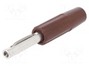 Plug; 4mm banana; 10A; 60VDC; brown; 10mΩ; 1.5mm2; Contacts: brass