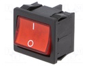 ROCKER; DPST; Pos: 2; OFF-ON; 6A/250VAC; red; IP40; LED; 100mΩ
