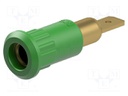 Socket; 4mm banana; 25A; 30VAC; 60VDC; 30mm; green; gold-plated