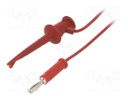 Test lead; 5A; 4,32mm banana plug-mini hook; Urated: 300V; red