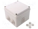 Enclosure: junction box; X: 100mm; Y: 100mm; Z: 80mm; wall mount