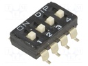 Switch: DIP-SWITCH; Poles number: 4; ON-OFF; 0.1A/50VDC; Pos: 2