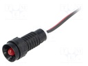 Indicator: LED; recessed; 220VDC; Cutout: Ø11mm; IP40; 300mm leads