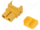 Plug; DC supply; XT30; female; PIN: 2; for cable; soldered; 15A; 500V