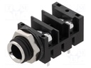 Socket; Jack 6,35mm; female; mono; with double switch; angled 90°