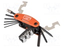 Wrenches set; hex key,spanner; 9mm,13mm,14mm; Kit: case