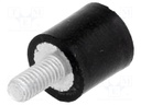 Vibration damper; M3; Ø: 8mm; rubber; L: 8mm; Thread len: 6mm; H: 3mm