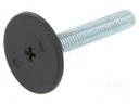 Foot of pin; rigid,with screwdriver slot; Base dia: 40mm; M10