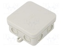 Enclosure: junction box; X: 75mm; Y: 75mm; Z: 36mm; polyetylene; IP55