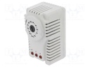 Sensor: hygrostat; Contacts: SPDT; 5A; 250VAC; IP20; Mounting: DIN