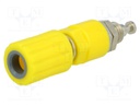 Socket; 4mm banana; 36A; Cutout: Ø8mm; yellow; nickel plated; 5mΩ