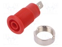 Socket; 4mm banana; 24A; 1kV; Cutout: Ø12.2mm; red; nickel plated