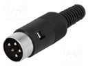 Plug; DIN; male; PIN: 4; Layout: 216°; straight; for cable; soldering