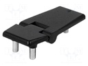 Hinge; L: 70mm; zinc and aluminium alloy; black; H: 33mm