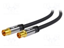 Cable; 75Ω; 1m; coaxial 9.5mm socket,coaxial 9.5mm plug; black