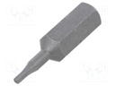 Screwdriver bit; Allen hex key; HEX 1,5mm; Overall len: 25mm