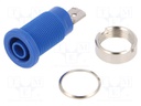 Socket; 4mm banana; 24A; blue; nickel plated; screw,on panel; 34mm