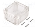 Enclosure: multipurpose; X: 57mm; Y: 63mm; Z: 37mm; ABS; gasket; IP65