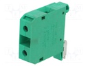 Splice terminal: rail; 4÷25mm2; ways: 1; terminals: 2; green; TS35