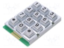 Keypad: metal; No.of butt: 12; none; metal; 200mΩ; 1.2N; 20mA; W: 56mm