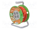 Extension lead; reel,with non-rotating sockets; Sockets: 4; PVC