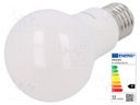 LED lamp; warm white; E27; 230VAC; 1055lm; 11W; 200°; 2700K