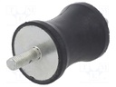 Vibration damper; M8; Ø: 40mm; rubber; L: 50mm; Thread len: 23mm