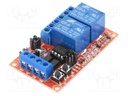 Module: relay; Channels: 2; 5VDC; max.250VAC; 10A; 63.5x38.5x18.5mm