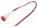 Indicator: LED; flat; 110VDC; 110VAC; Cutout: Ø10mm; 200mm leads