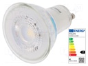 LED lamp; neutral white; GU10; 230VAC; 275lm; 3.5W; 36°; 4000K