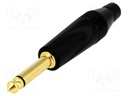 Plug; Jack 6,35mm; male; mono; straight; for cable; soldering