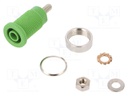 Socket; 4mm banana; 32A; green; nickel plated; screw,on panel