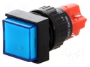 Switch: push-button; Pos: 2; SPDT; 3A/250VAC; 2A/24VDC; blue; blue