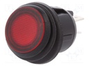 ROCKER; DPST; Pos: 2; OFF-ON; 20A/12VDC; red; IP65; LED 12VDC; 50mΩ