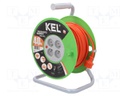 Extension lead; reel,with non-rotating sockets; Sockets: 4; PVC