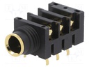 Socket; Jack 6,35mm; female; stereo; without nut; angled 90°; THT