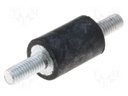 Vibration damper; M16; Ø: 100mm; rubber; L: 75mm; Thread len: 41mm