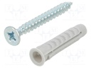 Plastic anchor; 6x30; SX; with screw; 50pcs; 6mm