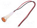 Indicator: LED; flat; 24VDC; 24VAC; Cutout: Ø10mm; 200mm leads