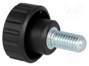 Knob; Dia: 25mm; M8; 16mm; H: 19mm; polyamide; Features: knurled