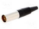 Plug; XLR mini; male; PIN: 6; for cable; soldering; 1.2A; 0.38mm2