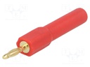 2mm banana; banana 2mm plug,banana 4mm socket; 10A; 30VAC; red