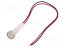 Indicator: LED; flat; 24VDC; 24VAC; Cutout: Ø10mm; 200mm leads