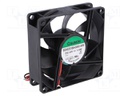 Fan: DC; axial; 12VDC; 80x80x25mm; 76.5m3/h; 38dBA; ball bearing